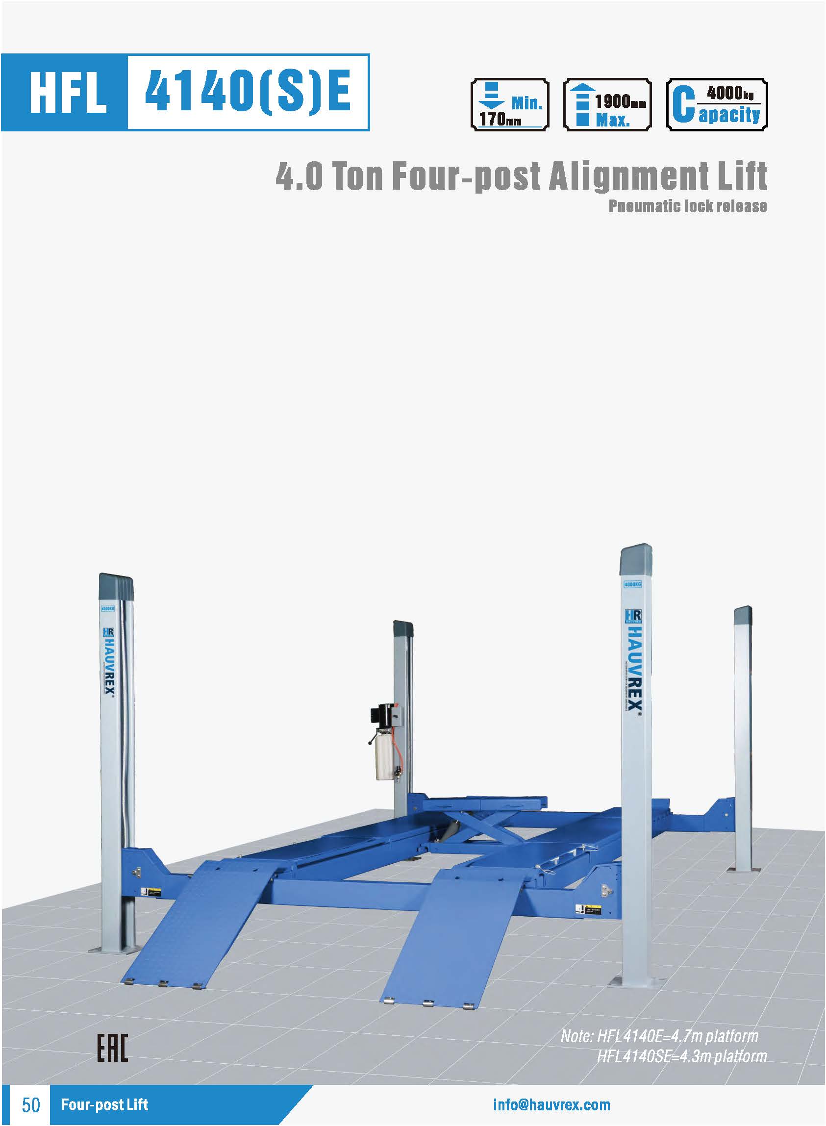 HFL4140(S)E Four-post Lift